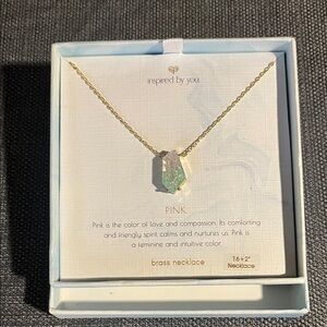 Gold Necklace with Green Pendant